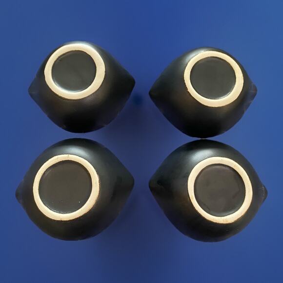 Midcentury Set of 4 Crackle Glazed Multicolor Dip Dessert bowls 4.5" L x 1.75" T - Picture 3 of 4